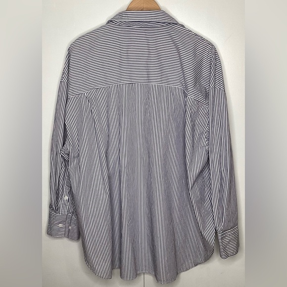 Zara cotton Blue And White striped Button Down shirt. XXL - Picture 2 of 10